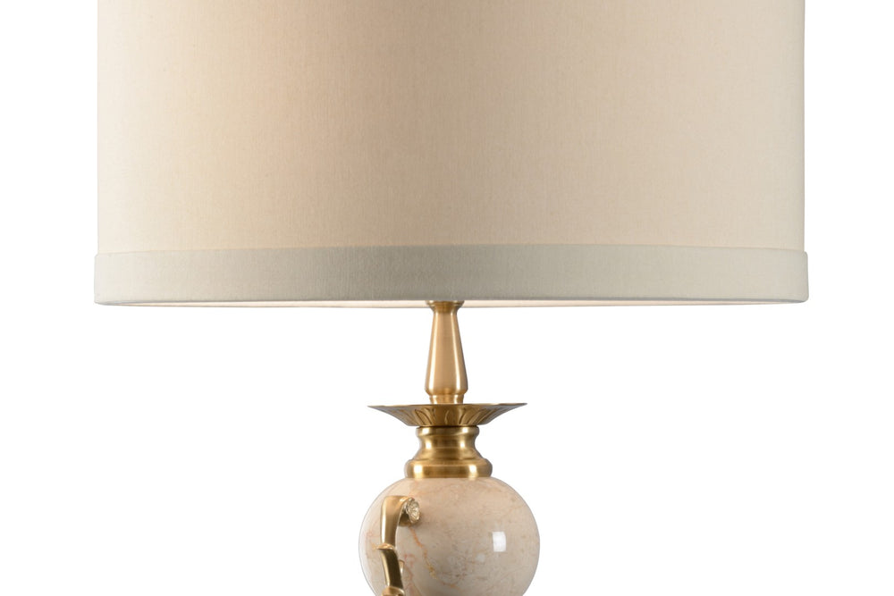 Wildwood Column Marble Urn Lamp With Antique Brass Accents, 33" Sculptural Table Lamp For Elegant Spaces 9531
