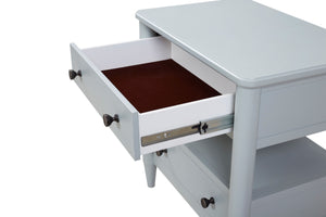 English Elm Open Nightstand with Two Drawers and Felt-Cedar Linings, Solid Wood+MDF, Custom Hardware, Durable Finish Light Blue 29.25 L x 20.5 W x 25.75 H B2699P218788