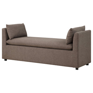 English Elm Isiah Brown Raised Arm Accent Bench with Plush Cushion & Pillows, Backless Modern Upholstered Seating B062P358468