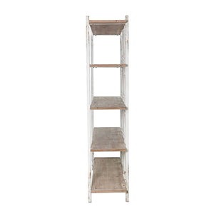 English Elm 47x16.5x75" Five Tier Fir Wood Bookcase Ornate Farmhouse Open Shelving Display Unit W2078P484434