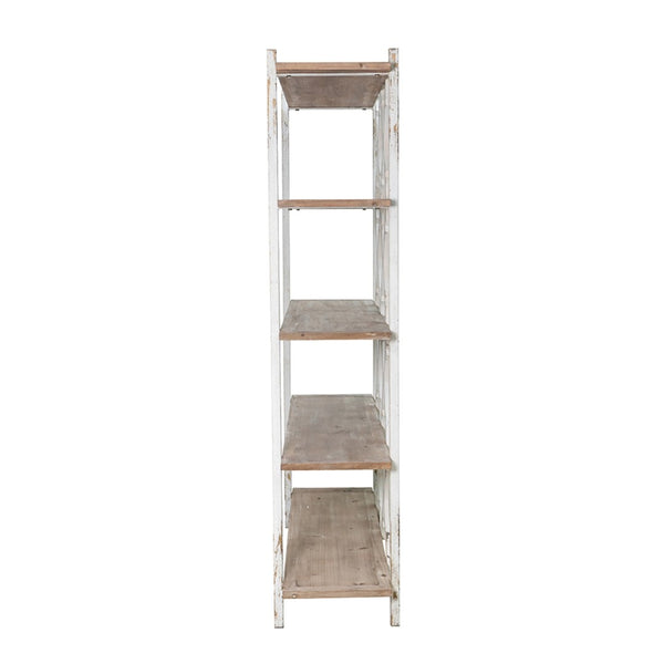 English Elm 47x16.5x75" Five Tier Fir Wood Bookcase Ornate Farmhouse Open Shelving Display Unit W2078P484434