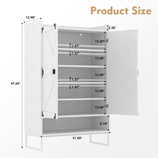 English Elm Shoe Cabinet With Doors - 6-Tier Space-Saving Storage Organizer, Adjustable Shelves & Hidden Storage W2227P170171-GIGA