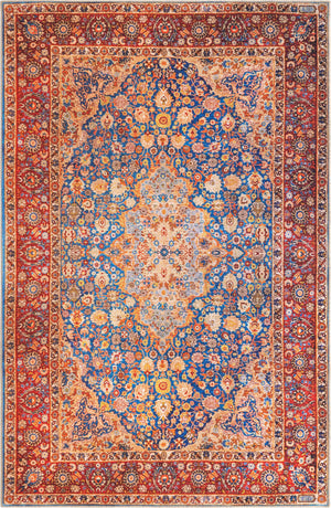 Unique Loom Timeless James Machine Made Medallion Rug Navy Blue, Beige/Blue/Ivory/Olive/Orange/Red 5' 1" x 8' 0"