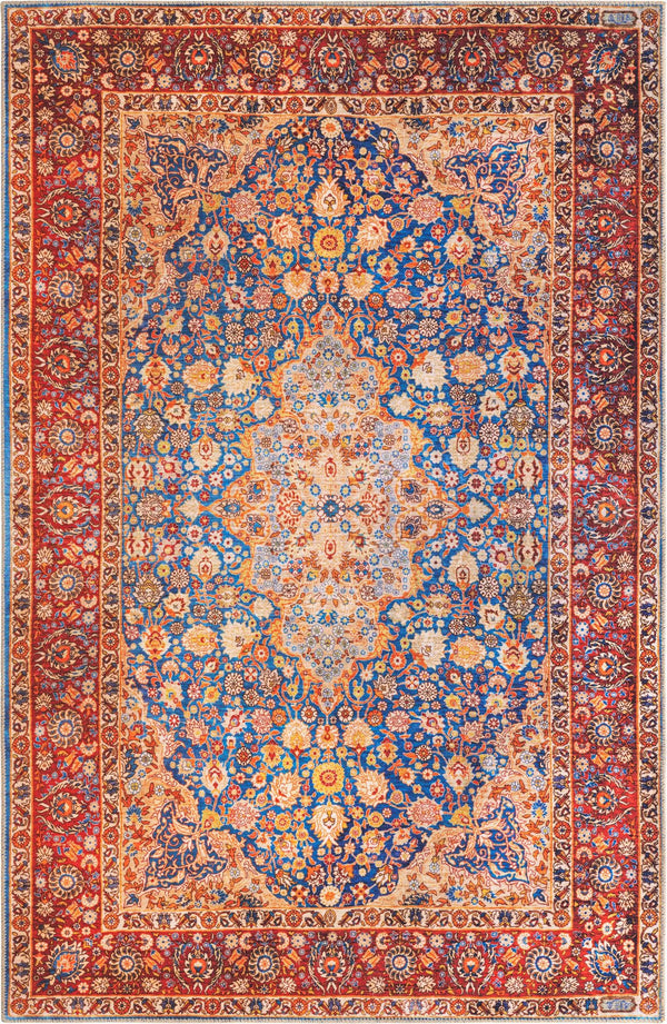 Unique Loom Timeless James Machine Made Medallion Rug Navy Blue, Beige/Blue/Ivory/Olive/Orange/Red 5' 1" x 8' 0"