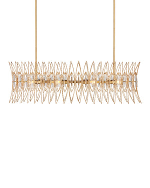 Currey & Company Marquise Oval Gold Chandelier - Elegant Mid-century Design With Leaf Motifs And Dimmable Lighting Gold Glass ,Wrought Iron 9000-1286-currey-company