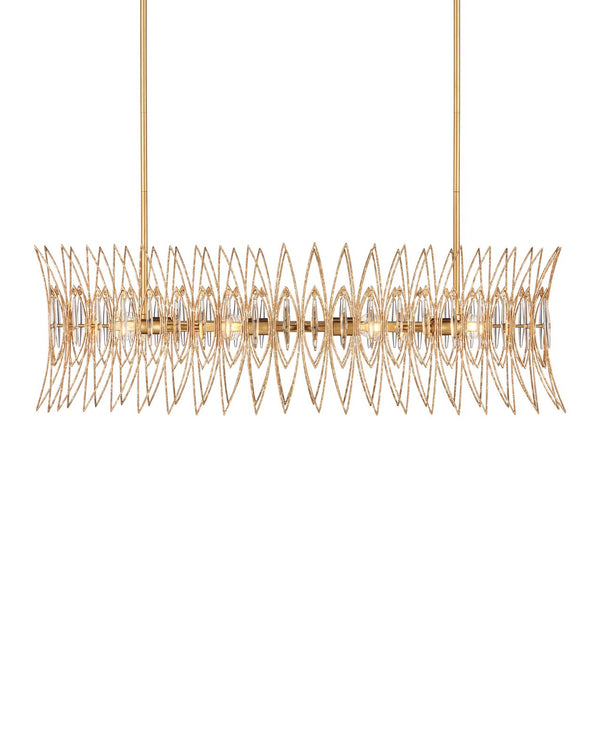 Currey & Company Marquise Oval Gold Chandelier - Elegant Mid-century Design With Leaf Motifs And Dimmable Lighting Gold Glass ,Wrought Iron 9000-1286-currey-company