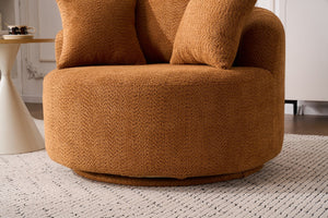 English Elm 360° Swivel Accent Barrel Chair with 3 Removable Pillows, High-Resilience Foam, Ergonomic Curved Back, Orange - Durable Stylish Seat W2231P261424