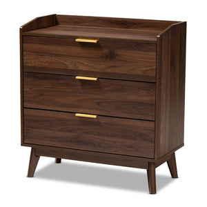 Baxton Studio Baxton Studio Lena Mid-Century Modern Walnut Chest - Chic Storage Solution for Stylish Spaces 3-Drawer LV4COD4230WI-Columbia-3DW-Chest