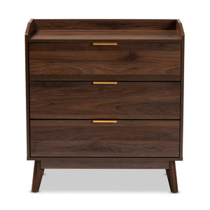 Baxton Studio Baxton Studio Lena Mid-Century Modern Walnut Chest - Chic Storage Solution for Stylish Spaces 3-Drawer LV4COD4230WI-Columbia-3DW-Chest