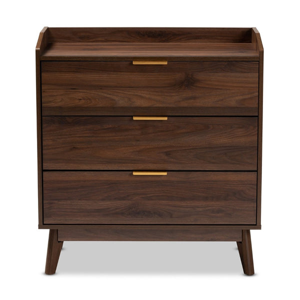 Baxton Studio Baxton Studio Lena Mid-Century Modern Walnut Chest - Chic Storage Solution for Stylish Spaces 3-Drawer LV4COD4230WI-Columbia-3DW-Chest