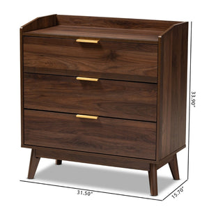 Baxton Studio Baxton Studio Lena Mid-Century Modern Walnut Chest - Chic Storage Solution for Stylish Spaces 3-Drawer LV4COD4230WI-Columbia-3DW-Chest