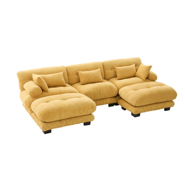 English Elm United We Win U-Shape Modular Couch In Plush Velvet With Ottomans & Lumbar Pillows For Ultimate Comfort W1568S00199-GIGA