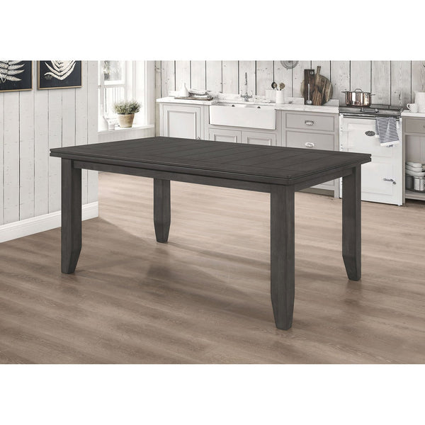 English Elm Dexter Dark Grey Rectangular Plank Top Dining Table - Farmhouse Meets Modern, Solid Hardwood, 66" L B062P358206
