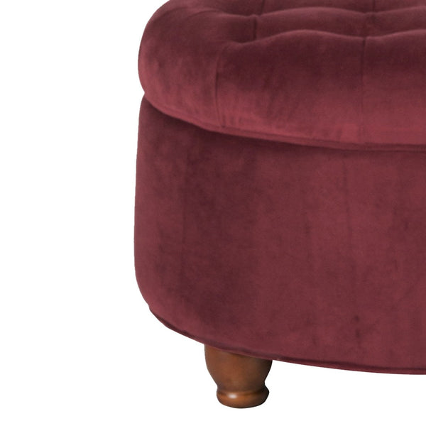 English Elm Velvet Tufted Round Ottoman with Hidden Storage for Living Room or Bedroom B056P417127
