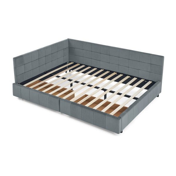 English Elm Queen Size Multifunctional Upholstered Velvet Bed Frame With Storage, Comfort Backrest & Armrests W487S00280-GIGA