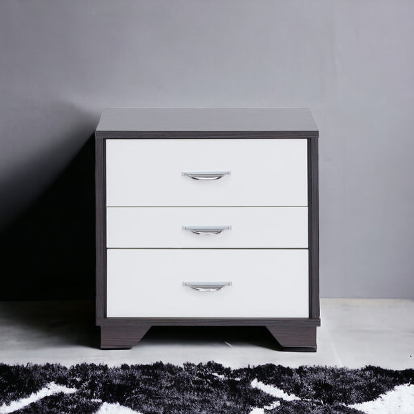 English Elm Eloy Contemporary White & Black Accent Table with 3 Drawers, MDF Construction, 40lb Top Capacity B2726P287564