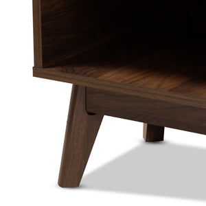 Baxton Studio Baxton Studio Lena Mid-Century Modern Walnut Brown Shoe Cabinet with 5 Shelves & Gold Handles LV4SC4150WI-Columbia-Shoe Cabinet