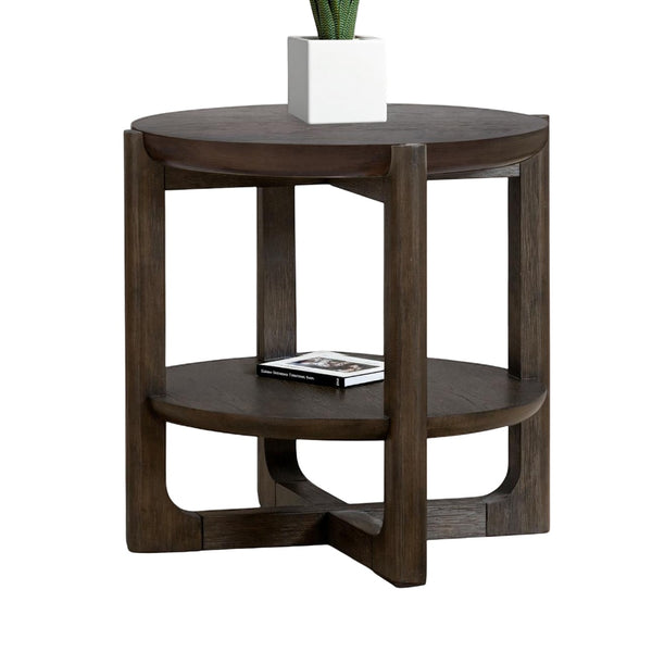 English Elm Transitional Ornate 2-Piece Living Room Table Set with Marble-Style Tops, Carved Cabriole Legs, Gold Accents Dark Walnut 40 L x 39 W x 8 H B2741S00696