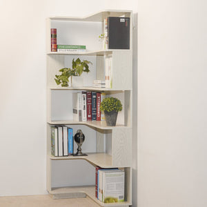 English Elm 90cm L-shaped Corner Bookshelf Five Tier Open Storage for Office Bedroom Living Room W2899P444148