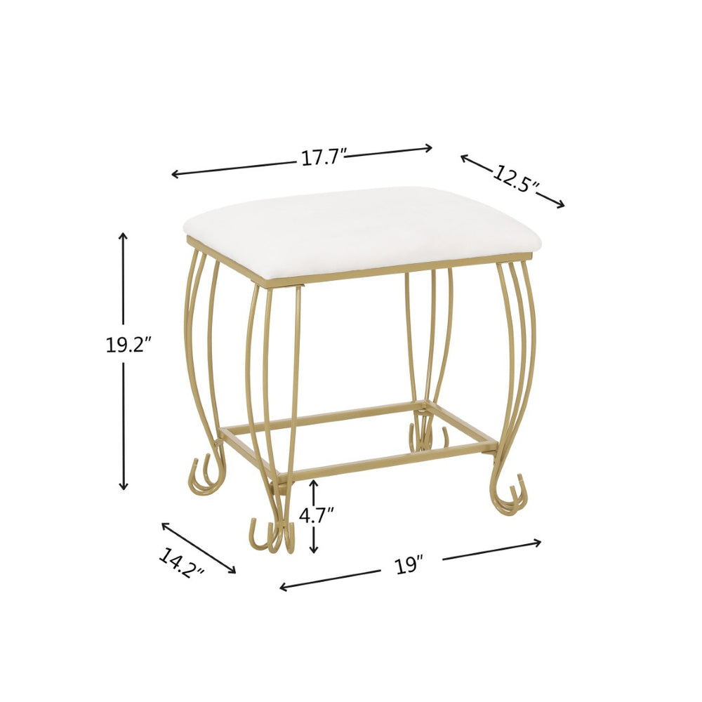 English Elm Vanity Table Set with Mirror Stool White Vintage Bedroom Dressing Storage Desk D66592206