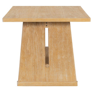 English Elm Trexm Six Piece Farmhouse Dining Set Wire Brushed Oak Veneer Table Linen Chairs Bench Natural ST000155AAN