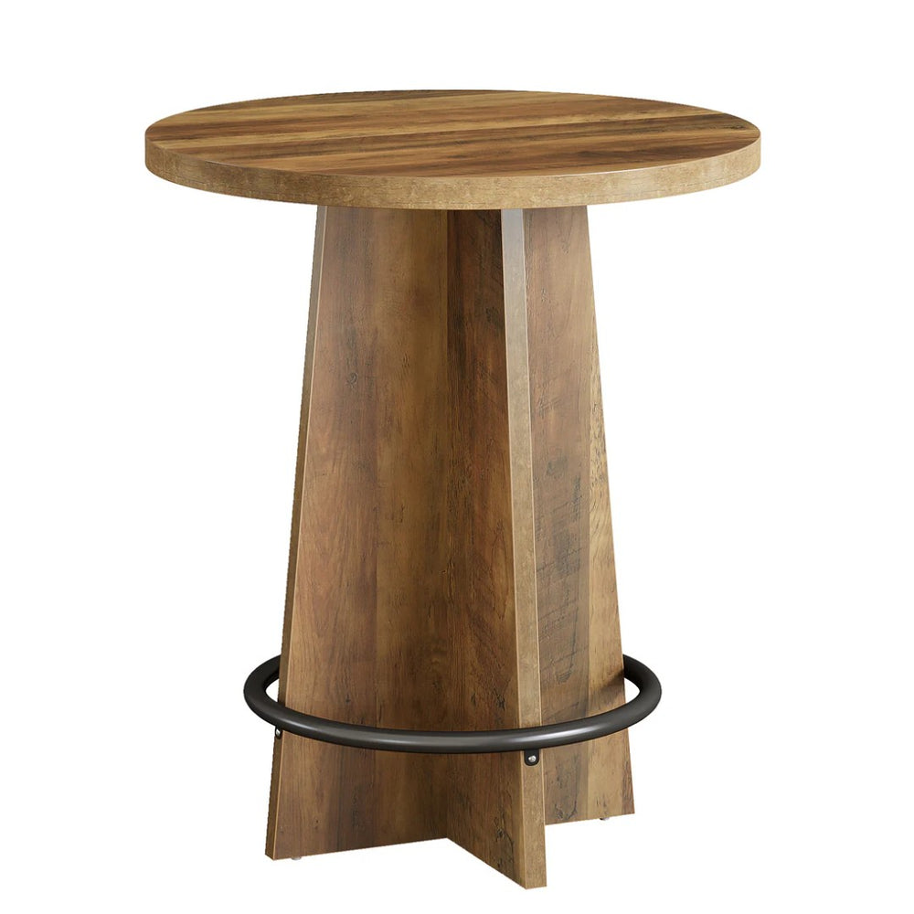 English Elm Round Fluted Drum Base Coffee Table Warm Wood Finish for Modern Farmhouse Living Rooms T3971P462511