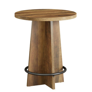 English Elm Round Fluted Drum Base Coffee Table Warm Wood Finish for Modern Farmhouse Living Rooms T3971P462511