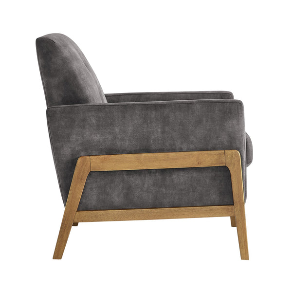 English Elm Matson Tufted Back Accent Chair with Plush Foam, Coil Spring Support, Textured Polyester Upholstery Dark Gray B050P390603