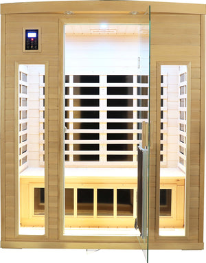 English Elm Low Emf Three-Person Far Infrared Sauna Room With Bluetooth, Mood Lighting & Safety Features W1149P369617