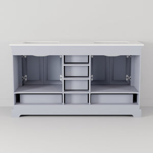 English Elm Dark Grey Double Bath Vanity Set With White Quartz Top, Chrome Faucet, And 58" Mirror Included B2731S00982