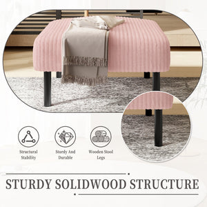 English Elm UNITED Corduroy Ottoman Footstool with Sturdy Frame, Soft Padded Seat, Versatile Living Room Stool Pink W1568P307253