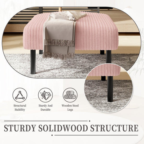 English Elm UNITED Corduroy Ottoman Footstool with Sturdy Frame, Soft Padded Seat, Versatile Living Room Stool Pink W1568P307253