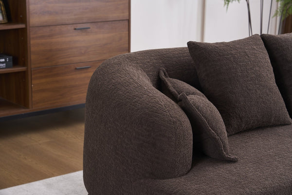 English Elm (old Sku W2231p392100) Chenille Sleeper Sofa Foldable Convertible Loveseat with Four Pillows Brown W2231P466739