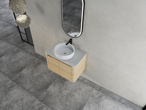 English Elm 30'' Wall-Mounted Bathroom Vanity With Ceramic Art Sink, Soft-Close Doors & Modern Plywood Design W999S00462