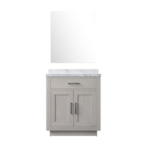 English Elm White Oak Single Bath Vanity Set With Carrara Marble Top & Frameless Mirror - Elegant Storage Solution B2731S01394-GIGA