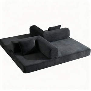 English Elm Compression Corduroy Modular Floor Sofa Sleeper Loveseat Tatami Sectional for Living Room Antique Grey W1919P414173