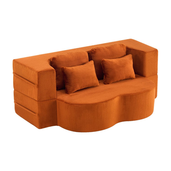 English Elm Large Plush Floor Sofa Foldable Foam Mattress with Pillows for Living Room Lounge W3612P440208