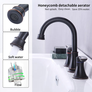 English Elm 2-Handle Widespread Bathroom Sink Faucet In Oil-Rubbed Bronze With 360° Swivel Spout & Drain Assembly T3177P277548