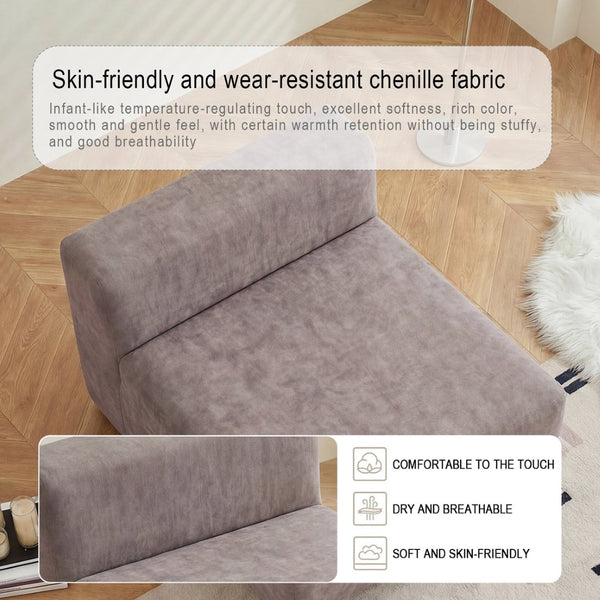 English Elm Cube Velvet Lounge Chair Dense Foam Compact Seat for Bedroom or Studio Apartment W3670P355790