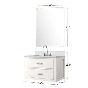 English Elm White Single Bath Vanity Set With White Quartz Countertop, Mirror, Faucet – Ready To Install Elegance B2731S01973-GIGA
