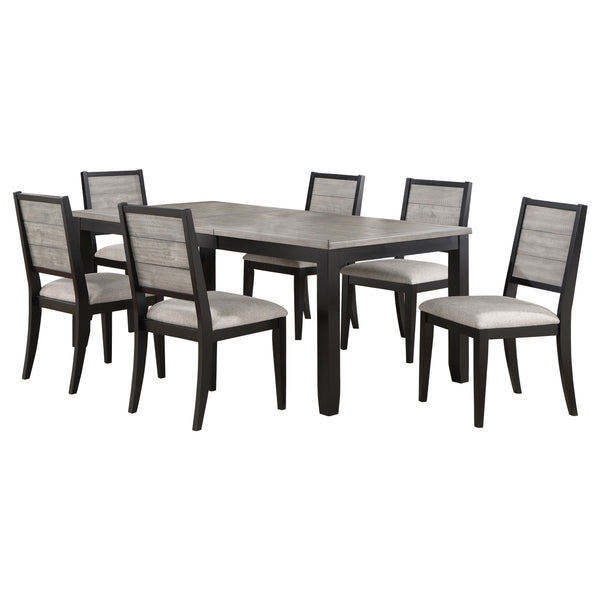 English Elm Centera Stylish 7-Piece Dining Table Set With Extension Leaf & Plush Dove-Gray Upholstered Chairs B062S01226