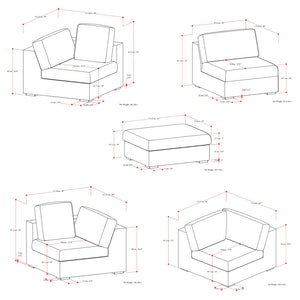 English Elm Jasmine Cloud Grey Corner Sectional Sofa & Ottoman — Handcrafted Performance Fabric, Reversible Cushions (96) B136P199246