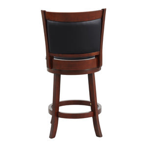 English Elm Comfortable Swivel Counter Height Chair In Dark Cherry Finish - Faux Leather, Solid Wood, Stylish Design B011P238914
