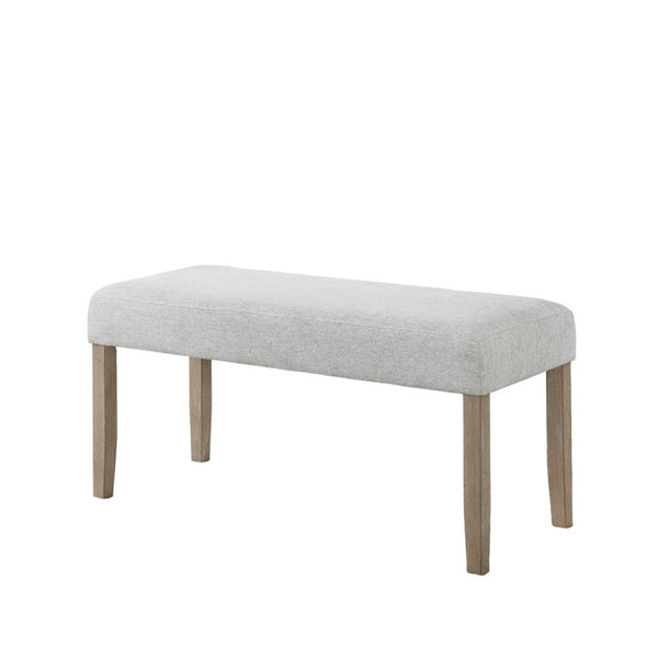English Elm Louisa Rubberwood Upholstered Dining Bench Padded Gray Seat Farmhouse Style B2749P413308
