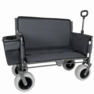 English Elm 3-in-1 Folding Wagon with Convertible Bench Seat Steel Frame 500lb All Terrain Gray W2932P390466