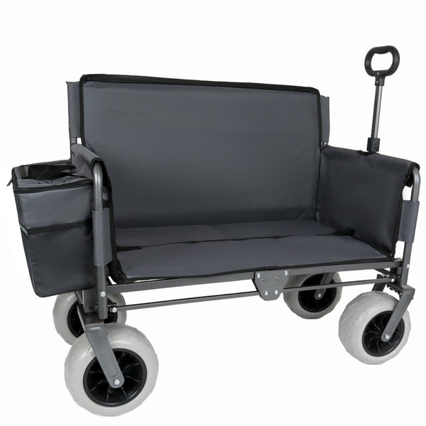 English Elm 3-in-1 Folding Wagon with Convertible Bench Seat Steel Frame 500lb All Terrain Gray W2932P390466