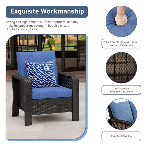 English Elm Tl High Back Pe Wicker Modular Outdoor Sofa Set with Uv Resistant Foam Cushions W5382P440682