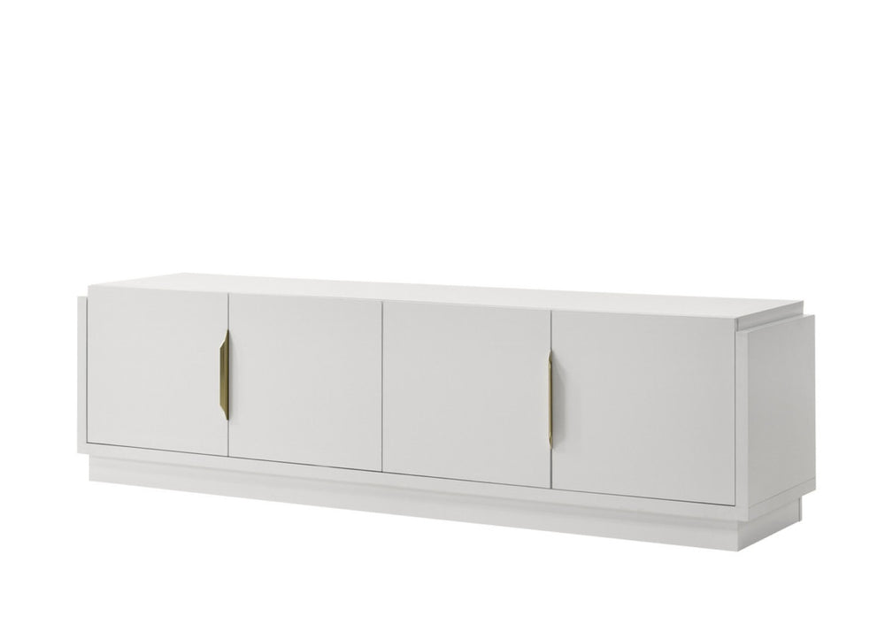 English Elm Tropea 58 Inch Open Shelf Media Console with Oak Finish and Cord Management B2749P413264
