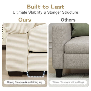 English Elm 170" Oversized Cloud Modular Sectional Couch - Plush Corduroy, Ergonomic Support, 12 Pillows, Easy Setup W714S01290