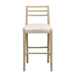 English Elm Christopher Knight Home® - BAR STOOL ladder-back farmhouse set of 2 with upholstered rubberwood seats, tapered legs, timeless charm Beige N771P339875A